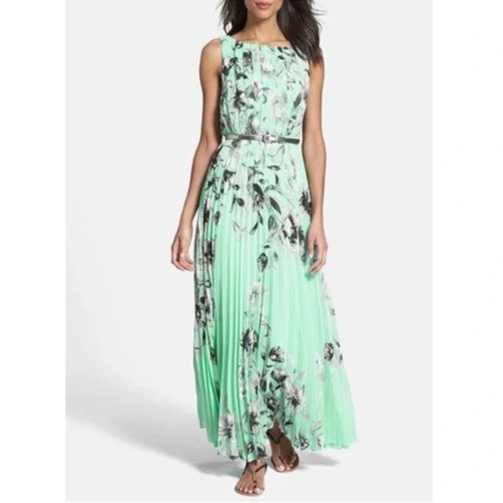 Eliza J Mint Green Floral Maxi Dress with modest Additions size 14